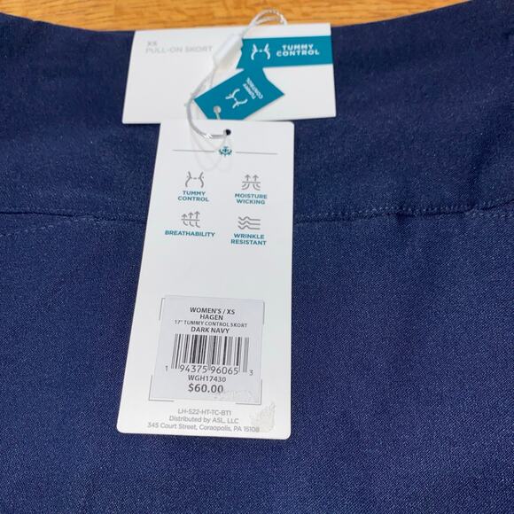 Lady Hagen Skort Skirt Navy Blue Golf Tennis Pickleball Tummy Control‎ XS - Picture 2 of 3